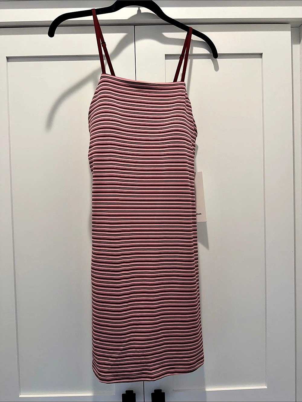 lululemon Align™ Apron Dress *Jacquard Striped Mini Dress in Pink & Black Size 8
